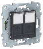 SE Unica New Антрацит Розетка компьютерная, RJ45, двойная, кат. 5е UTP