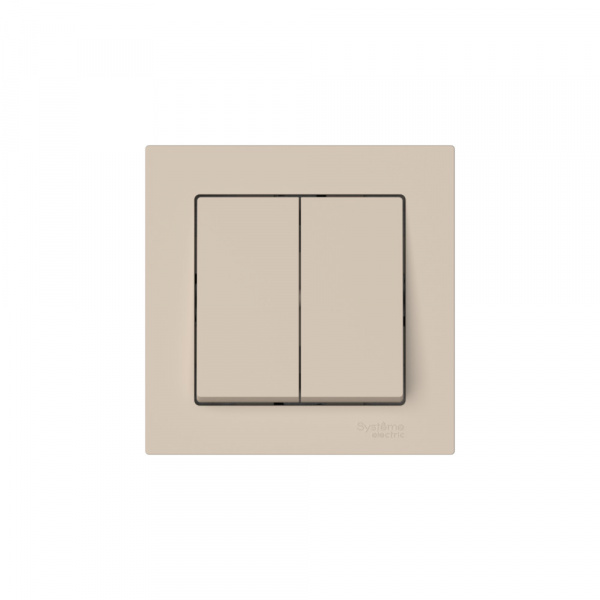 Systeme Electric AtlasDesign Песочный Выключатель 2-клавишный, сх.5, 10АХ, в сборе, быстрозажим. клем.