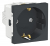 SE Unica Modular Антрацит Розетка с/з со шторками, винт. зажим, 16А, 250В, 2 модуля