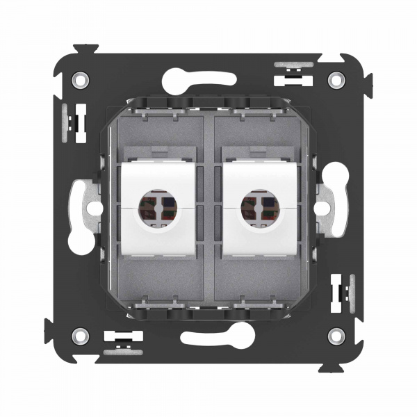 DKC Avanti Компьютерная розетка RJ-45 без шторки в стену, кат.6 двойная, Закаленная сталь