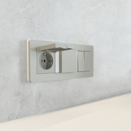 Рамка из поликарбоната на 3 поста Split дымчатый/белый, soft-touch W0033067