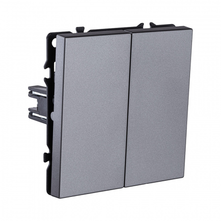 Выключатель 2-клавишный проходной 10А/250В, серый Kollinger Eclipse EC-005GY