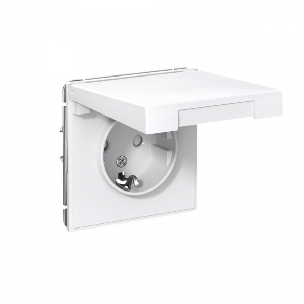 Systeme Electric ArtGallery Белый Розетка с заземл. со шторк. с крышкой, 16А, IP20, механизм