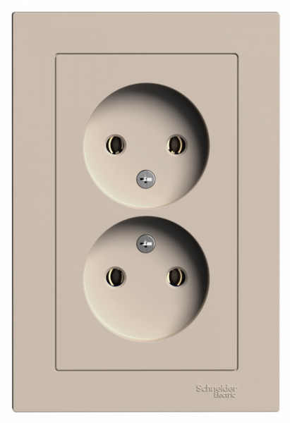 SE AtlasDesign Песочный Розетка двойная б/з,16А, в сборе