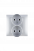 Simon 15 Алюминий Розетка 2-ая б/з литая, 16А, 250В, винт.зажим