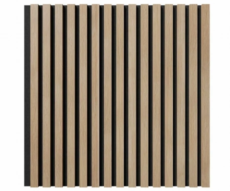 Акустическая панель, черный войлок, 600х600х19мм, рейки МДФ ясень тирамису