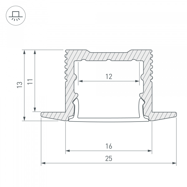 Профиль встраиваемый Arlight SL-Slim-H13M-F25-3000 Anod 036040