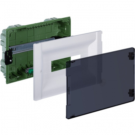 Legrand Practibox3 Щиток распределительный в нишу на 12 модулей с клеммником РЕ, прозрачная дверь