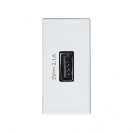 Simon 27  Белый  Зарядное устройство USB узкое 2.1А 230В~