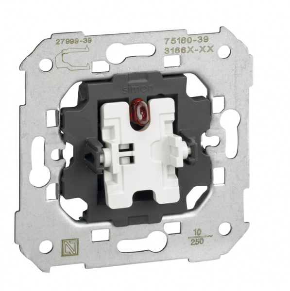 Simon 75 Мех Выключатель кнопочный с подсветкой