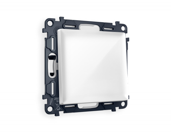 Комплект механизма 1-клавишного перекрестного выключателя ALFA MA101030 Белый глянец QUANT