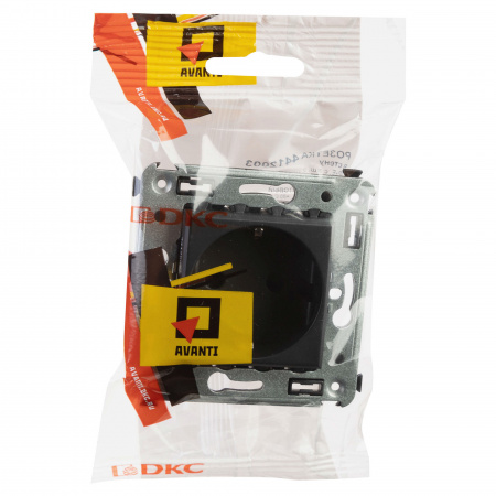 DKC Avanti Черный матовый Розетка 2P+E со шторками