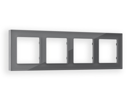 Рамка ALFA Platos (Антрацит серый Стекло органическое) 4-ая AF330654
