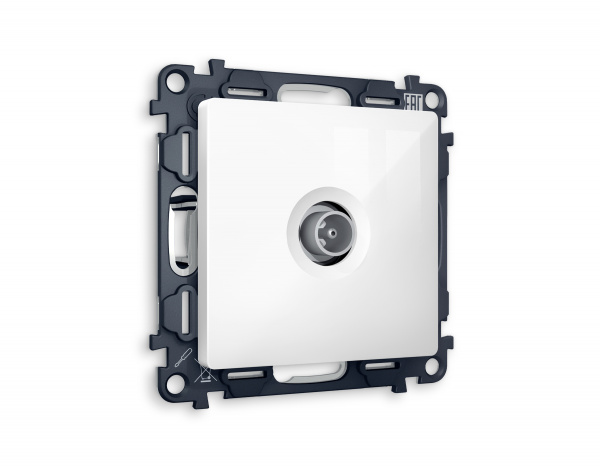 Комплект механизма TV розетки оконечной ALFA MA113010 Белый глянец 50-870 MHz 1dB QUANT