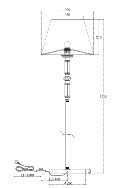 Напольный светильник (торшер) MOD018FL-01CH Maytoni Riverside Напольный светильник (торшер) MOD018FL-01CH Maytoni Riverside