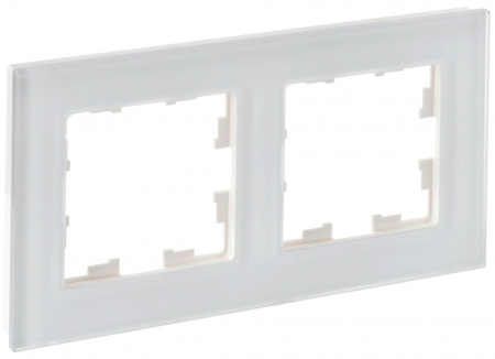 IEK BRITE DECOR Белый матовый стекло Рамка 2-м РУ-2-2-Бр