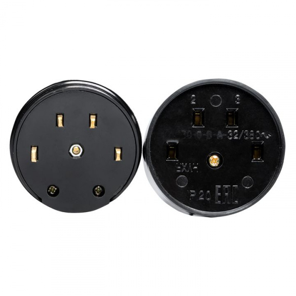 EKF PROxima Разъем РШ-ВШ 32А 380В 3P+PE (ОУ) карболитовый черный