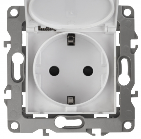 ЭРА 12-2103-01 Розетка 2P+E Schuko со шторками с крышкой, 16A-250В, IP20, 12, Белый