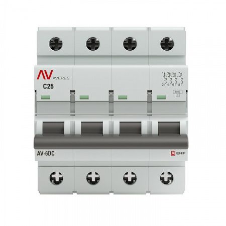 EKF Averes Автоматический выключатель AV-6 DC 4P 25A (C) 6kA