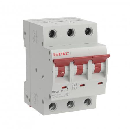 DKC Автоматический выключатель модульный YON max типа MD63S, 4,5кА, 3 полюса, хар-ка D, 50А