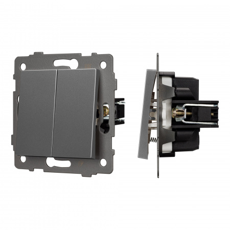 Arlight Механизм выключателя двухклавишный самовозвратный SWT-MKR2-PL-GR-V (250V, 10A) (-)