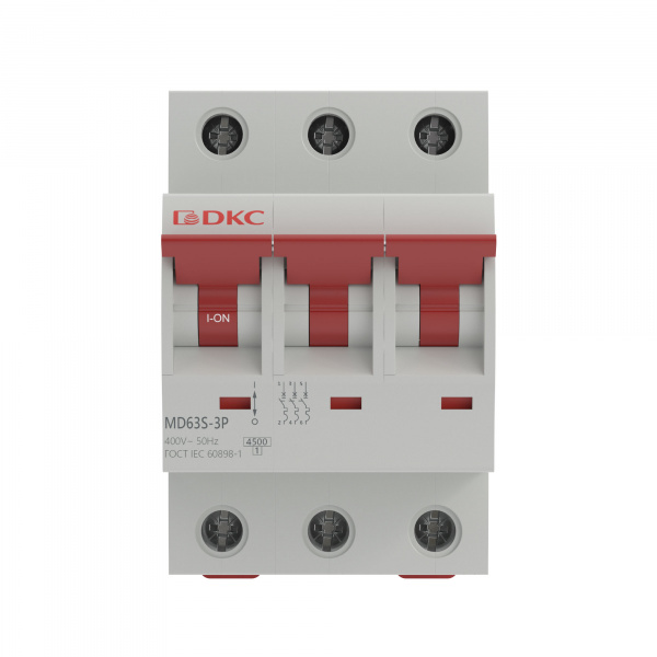 DKC Автоматический выключатель модульный YON max типа MD63S, 4,5кА, 3 полюса, хар-ка C, 63А