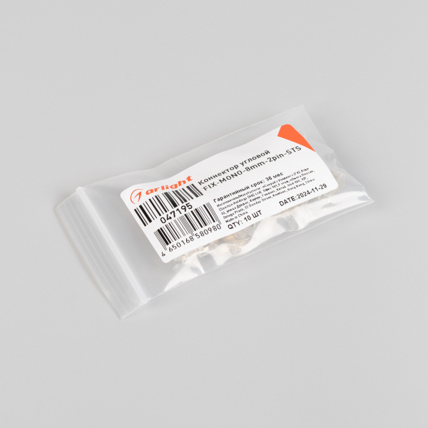 Arlight Коннектор угловой FIX-MONO-8mm-2pin-STS (Прозрачный)