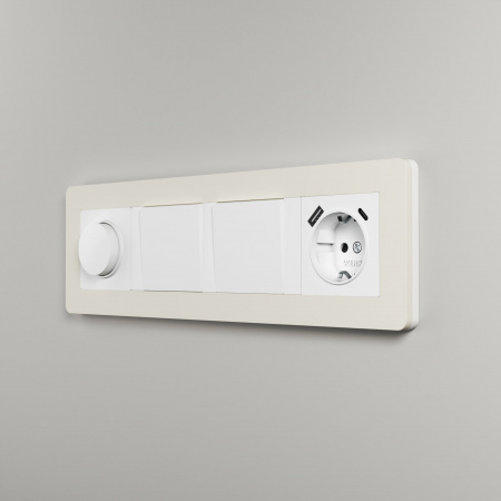 Рамка из поликарбоната на 4 поста Split айвори/белый, soft-touch W0043066