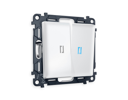 Комплект механизма 2-клавишного проходного выключателя с подсветкой 10000K ALFA MA124040 Белый матовый QUANT