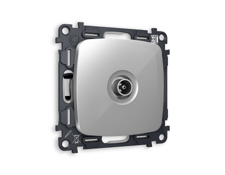 Комплект механизма TV розетки проходной OMEGA MO413030 Серебро глянец 5-1000 MHz 4dB QUANT