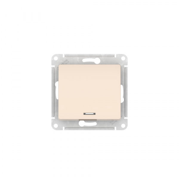 Systeme Electric Glossa Бежевый Выключатель 1-клавишный с подсветкой, сх.1а, 10АХ, мех., быстрозажим. клем.