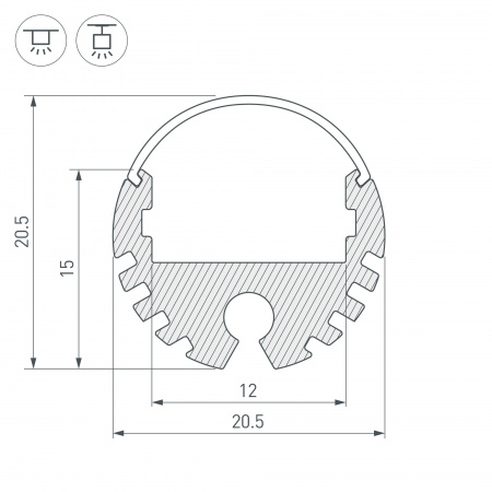Профиль ROUND-D20-2000 ANOD (Arlight, Алюминий)