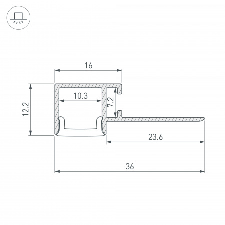 Arlight Профиль FANTOM-W12-EDGE-2000 ANOD (Алюминий)