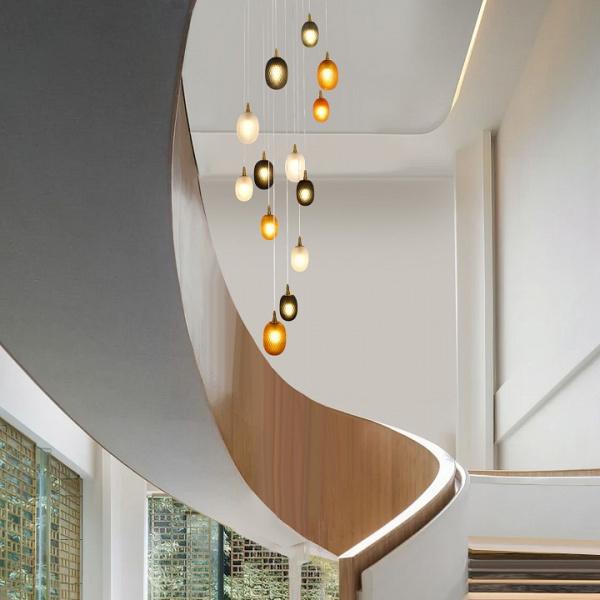 Подвесной светильник со стеклянными плафонами 50266 дымчатый/прозрачный/янтарный Eurosvet Pineapple