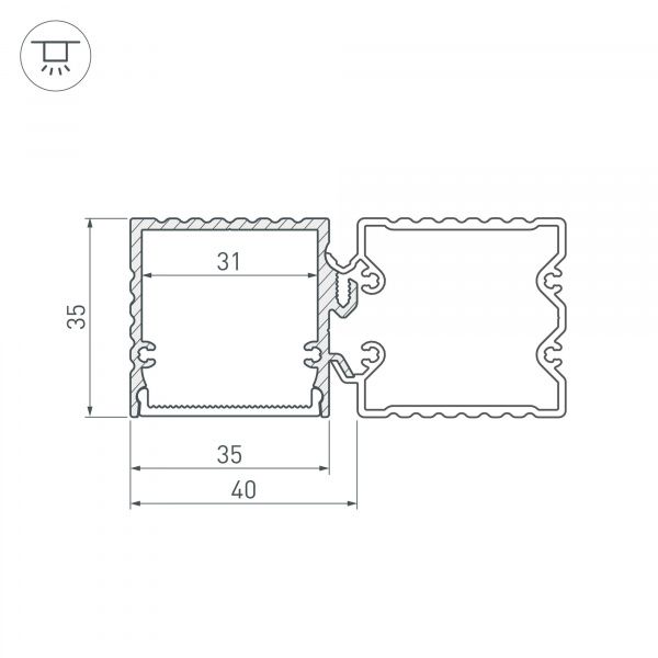 Профиль с экраном Arlight ALU-BASE-PW35S-2000 ANOD+FROST AG 021947