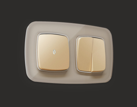 Лицевая панель OMEGA (Шампань) для 1-клавишных выключателей с подсветкой QUANT OP6020