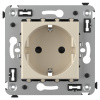 DKC Avanti Ванильная дымка Розетка 2P+E со шторками