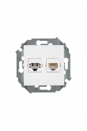 Simon 15 Белая Розетка ТЛФ + комп RJ11+RJ45 кат.5е