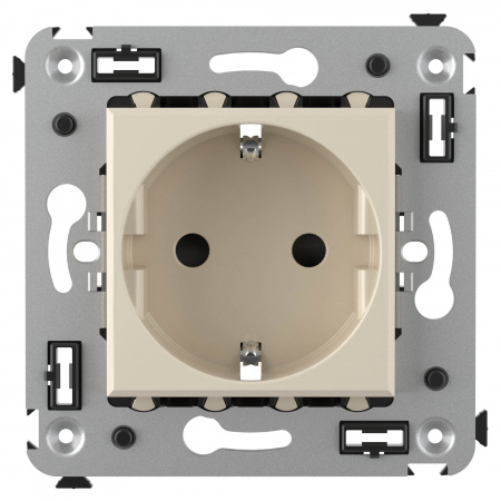 DKC Avanti Ванильная дымка Розетка 2P+E со шторками