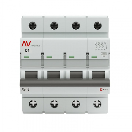 EKF Averes AV-10 Автоматический выключатель  (D) 4P 1А 10kA