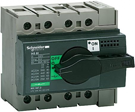 Schneider Electric Interpact INS/INV Выключатель-разъединитель 3P 80А рукоятка спереди