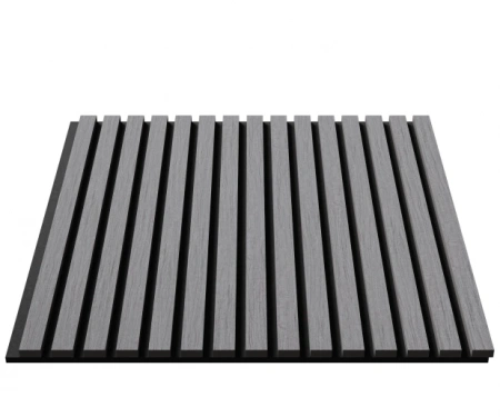 Акустическая панель, черный войлок, 600х600х21мм, рейки МДФ, шпон дуб ардженто светло-серый