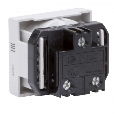 DKC Розетка силовая 2Р+Е, со шторками, «Viva», 2 мод., серая