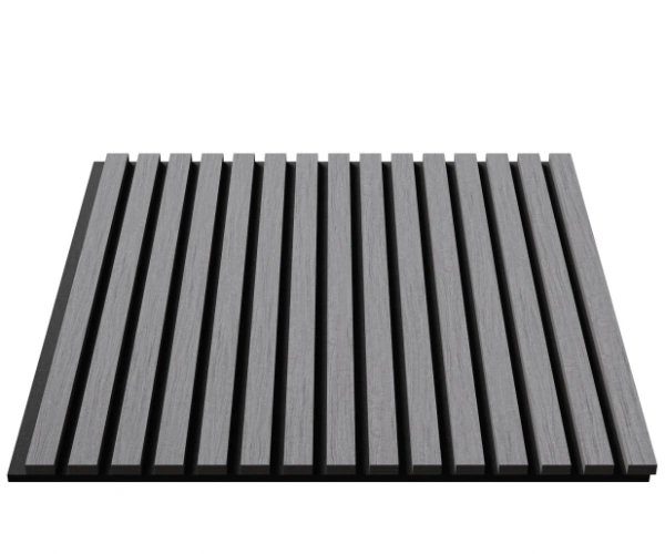 Акустическая панель, черный войлок, 600х600х21мм, рейки МДФ, шпон дуб ардженто светло-серый Акустическая панель, черный войлок, 600х600х21мм, рейки МДФ, шпон дуб ардженто светло-серый