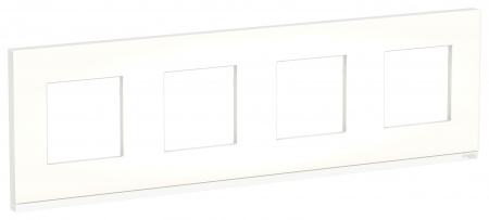Schneider Electric Unica Pure Матовое стекло/Белая Рамка 4-ная горизонтальная