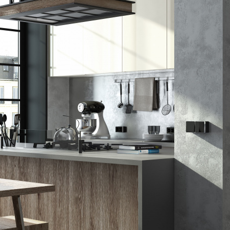 Выключатель двухклавишный Gallant черный/хром W5020035