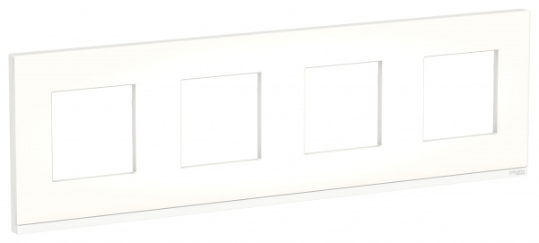 Schneider Electric Unica Pure Матовое стекло/Белая Рамка 4-ная горизонтальная