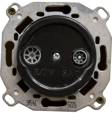 BIRONI Шедель Пластик Черный Розетка R/TV-SAT проходная (скрытый монтаж)