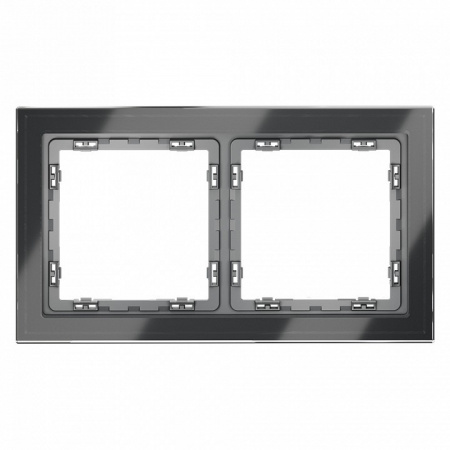 Рамка стеклянная VOLTUM S70 на 2 поста, (графит, стекло)