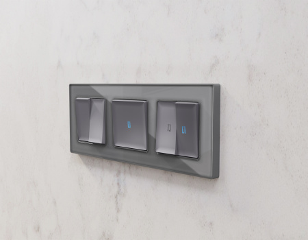 Рамка ALFA Platos (Сталь Стекло органическое) 3-ая AF330503